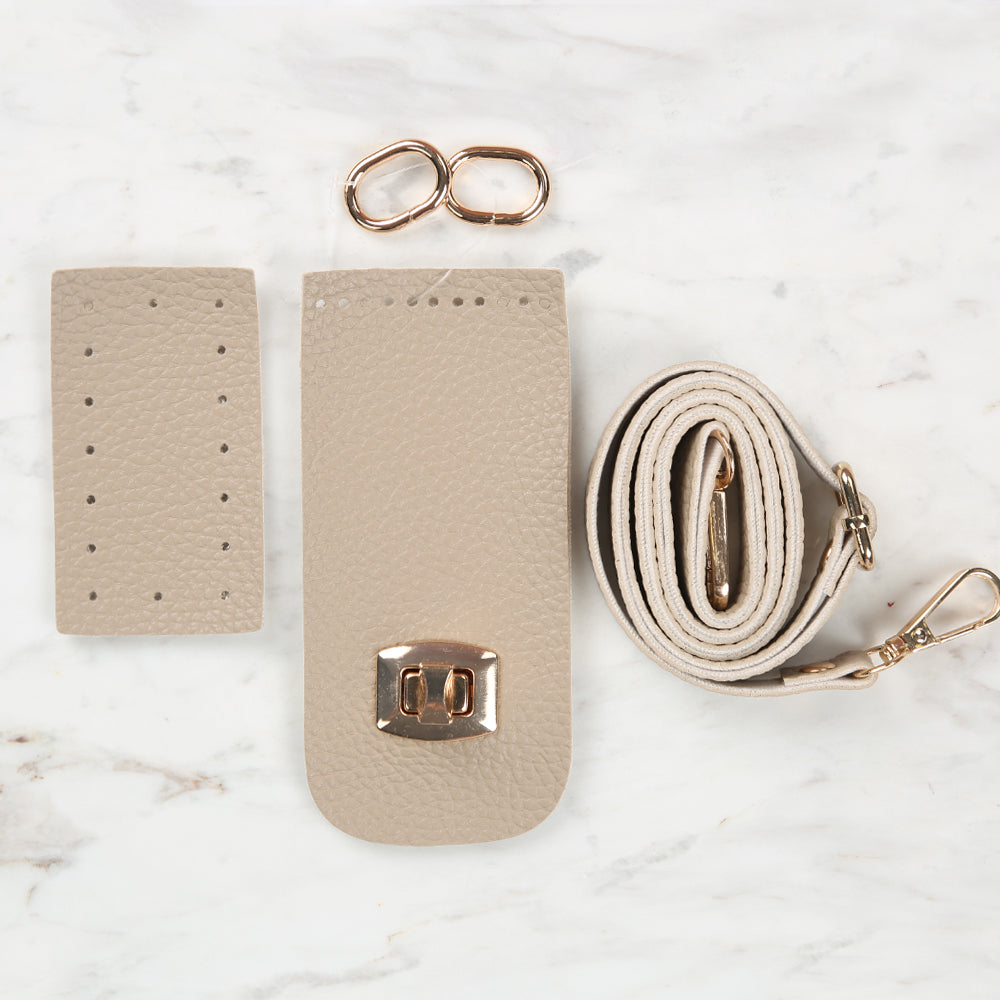 Knitme Tabanlı Klipsli Telefon Seti Bej BA-0058